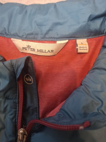 Giacca imbottita leggera trapuntata Peter Millar blu con bordo rosso taglia large - Foto 8 di 12