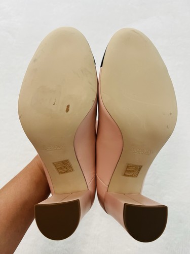 J. Crew Lena Rouge Leder Pumps Schuhe schwarz Lack Kappe Zehe Blockabsatz Größe 9 - Bild 10 von 10