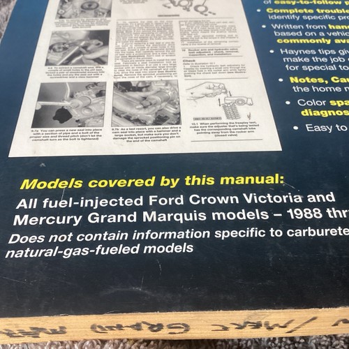 Ford Crown victoria Mercury Grand Marquis 1988-00 Haynes Repair Manual - Bild 6 von 7