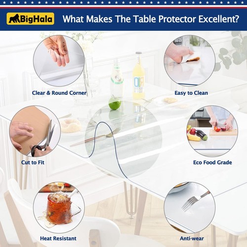 24x48 Inch Clear Table Cover Protector for Kitchen Dining Room Wood Furniture... - Picture 4 of 8