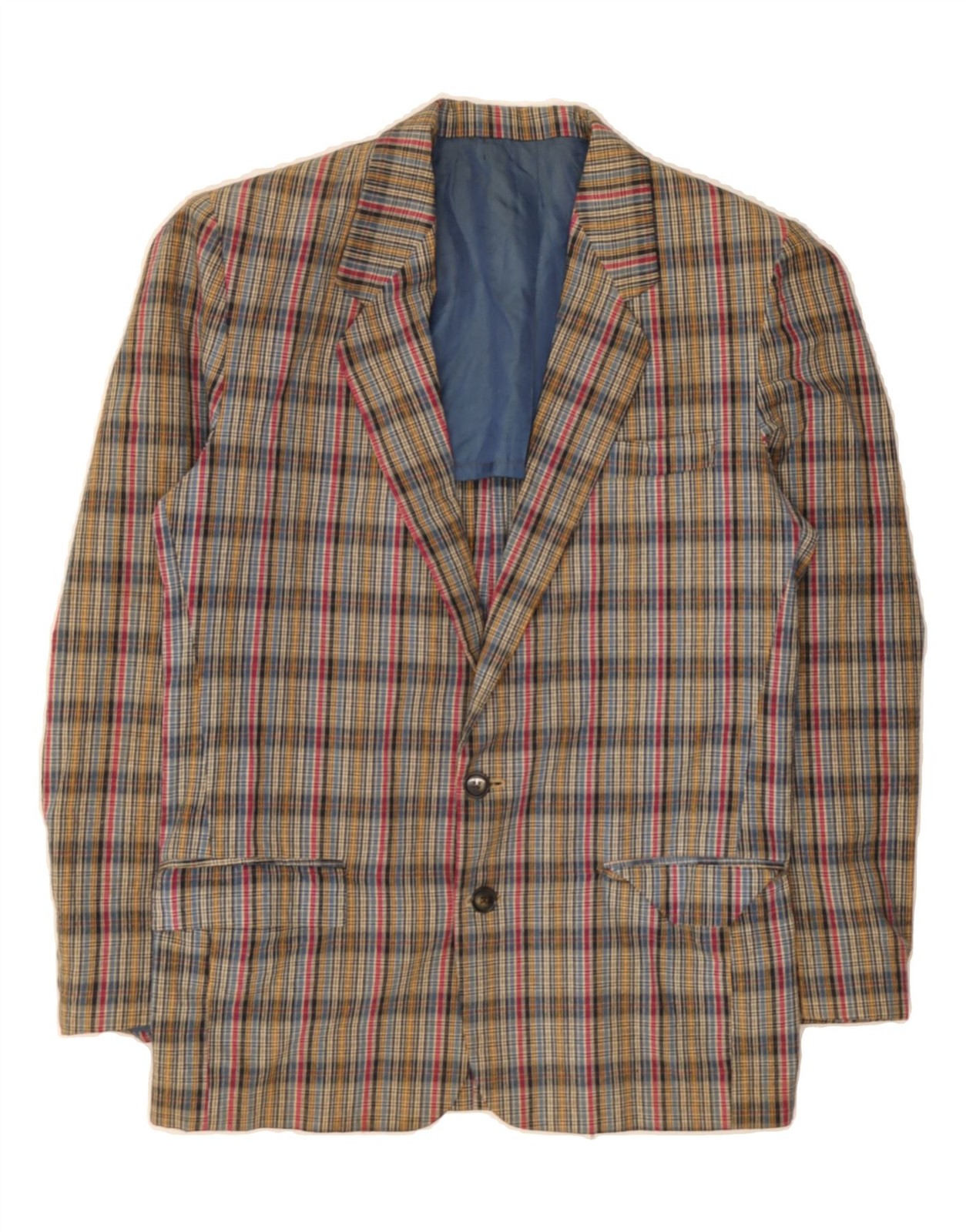 VINTAGE Mens 2 Button Blazer Jacket UK 38 Medium Multicoloured Check AP11