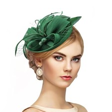 Fascinator Tea Party Hat - 2025 Derby Pillbox Kentucky Hat for Women Green