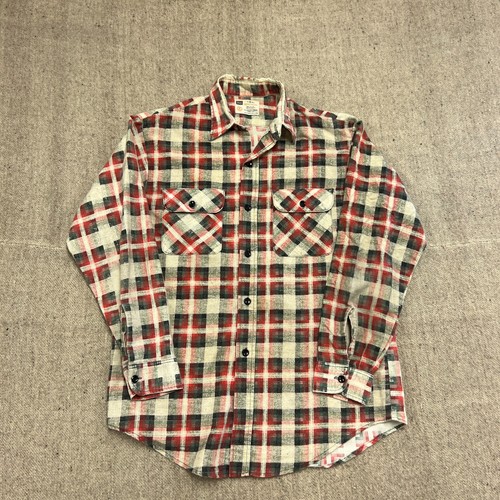 Vintage Sears Flanellhemd Herren Large rot 70er Jahre Langarm kariert Baumwolle