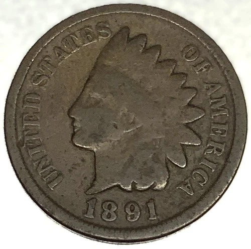 1891 Indian Head Cent Penny Good Condition 1c One Cent US Coin- 2425