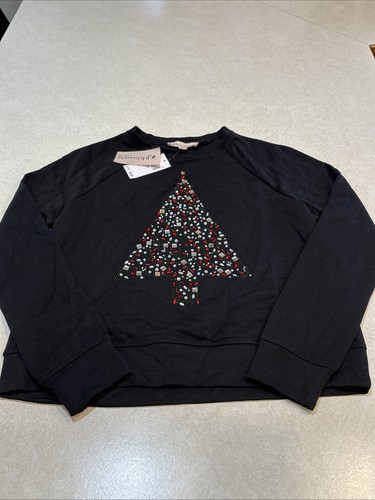 Philosophy Women’s Sweatshirt Top Rhinestone Christmas Tree Black XS NWT - Picture 1 of 6