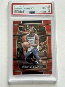 ANTHONY EDWARDS 2021-22 SELECT CONCOURSE RED PRIZM POP 10 /199 PSA 10
