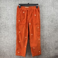 Mini Boden Chunky Corduroy Pull On Pants Orange Fox Embroidery 11 Y Pockets