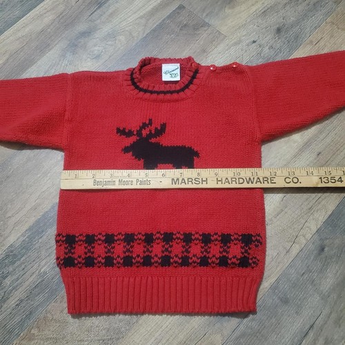 Glorimont Knit Black & Red Moose Sweater Size 18 Months 100% Cotton Made In PERÚ - Picture 3 of 7