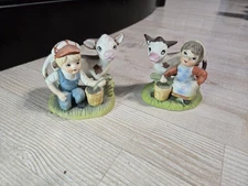 Vintage Artmark Farm Kids & Cows Figurines – Hand Painted Korean Ceramic Set