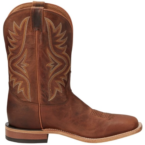 Tony Lama Avett 11 Inch Embroidered Square Toe Pull On Cowboy Mens Brown Casual