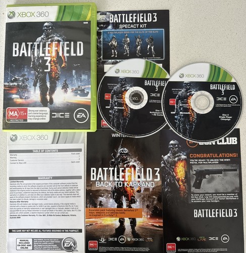 Battlefield 3 + BONUS GAME DLC - Xbox 360 - Complete w Manual - Free Shipping! - Picture 1 of 5