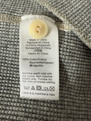 Wallace & Barnes Henley Shirt Men XL Gray Waffle Knit Thermal Base Layer Stretch - Picture 9 of 12