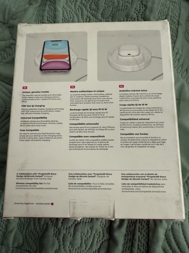 Einova Wireless Fast Charging Stone with 10W Charging Wireless charger - White - Photo 3 sur 6