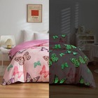 Butterfly Glow in The Dark Duvet Cover for Girls Kids Pink Butterfly Queen Be...