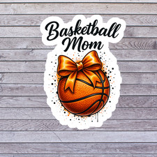 Basketball sticker vinyl decal mom bow splatter orange sports design