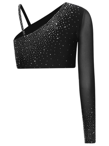 Canotta donna pancia crop top competizione danza performance manica singola - Foto 48 di 72