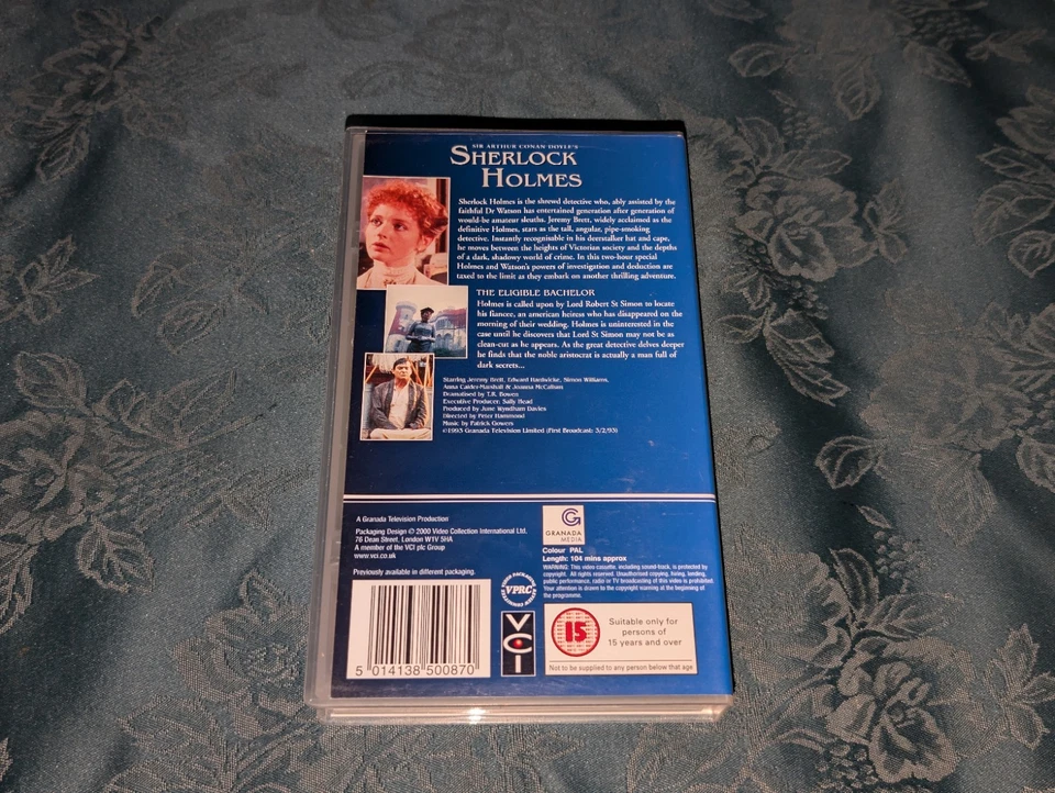 Sherlock Holmes The Eligible Bachelor VHS 2000 Doyle Brett Hardwick Video Tape Foto 2 de 4