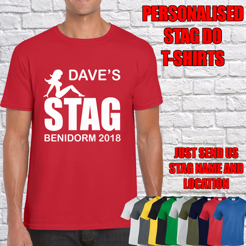 MENS STAG DO T-SHIRTS PERSONALISED STAG 