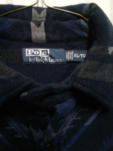NEW VTG Ralph Lauren POLO Heavy Weight XL Aztec Western Blue Gray Flannel Shirt - Picture 2 of 3
