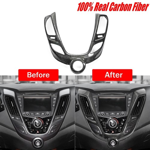 Cubierta de ventilación de salida de aire de consola central de fibra de carbono para Hyundai Veloster 2012-2017 - Imagen 9 de 9