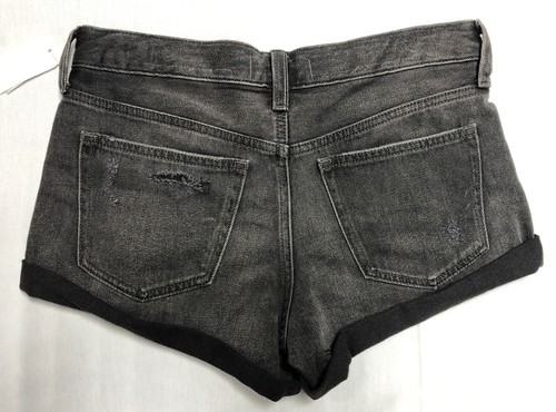 Free People Women Shorts 25 Cuffed Hem Distressed Button Fly Black New - Picture 4 of 9