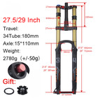 Double Shoulder Rebound Adjustment Mountain Bike Air Fork Boost Fork 180mmTravel