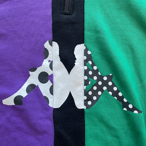 Felpa con cappuccio mezza zip Kappa Authentic Boisalf viola verde nuova con etichetta/uomo media - Foto 2 di 4