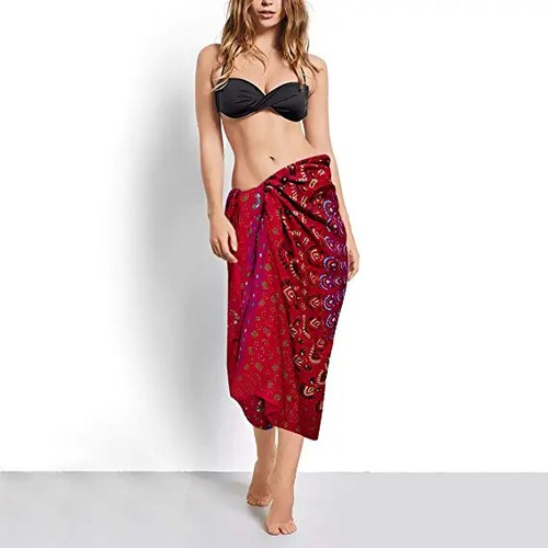 Sarongs for Women Bikini Cover Up Beach Skirt Bathing Suit Wrap Red color - Picture 2 of 4