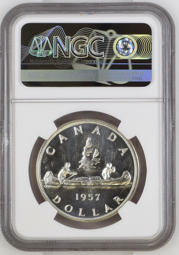 Canada, 1957 Silver Dollar - NGC Graded Proof Like PL 67 - Picture 2 of 2