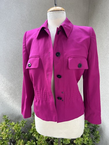 Vtg Jacket By Valentino Miss V fuchsia pink wool sz 38 4 Italy - Picture 9 of 11