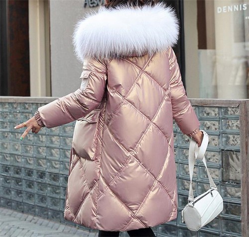 Winter Warm Women Girl Puffer Fur Long Quilted Parka Ladies Coat Hooded Jacket - Picture 2 of 21