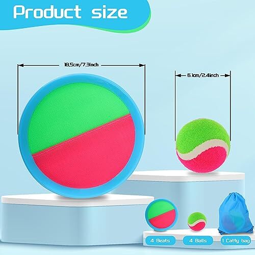 Toss and Catch Game Ball Set, 4 Rackets and 4 Balls, Outdoor Play Set, Games - Picture 3 of 7