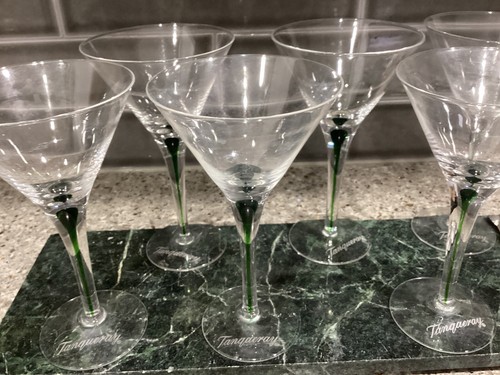 6er Set Martini Gläser geätzt Tanqueray Nr. 10 grün Filament tropfenförmiger Stiel - Bild 2 von 13