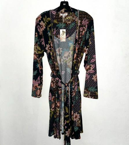 Johnny Was Delfino Short Robe Cotton Modal Jersey Soft Knit Floral Multi M;NWT - Picture 4 of 24