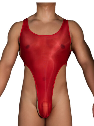 DE ranrann Herren Glänzende Bodysuit Rückenfrei Stringbody Hoher Schnitt Leotard - Bild 35 von 41