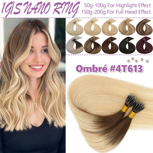 THICK 1G/S Nano Ring Tip Human Hair Extensions Double Drawn Russian Remy Hair - Picture 48 of 50