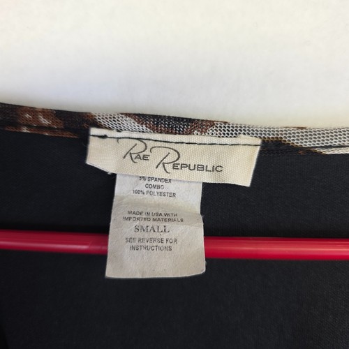 Vintage Rae Republic Dress Womens S Gray V Neck Animal Print Mesh Festival Y2K - Picture 12 of 14