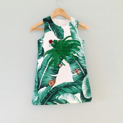 Chaconia Dolls Banana Print Kids Sequence Dress