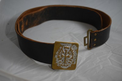 Spanish Civil War LEATHER BELT AND BUCKLE Post WW2 Army Military Uniform Surplus