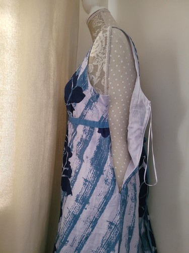 White Stuff 100% Linen Summer Dress Size 12 Sleeveless v-neck v-back maxi long - Picture 9 of 18