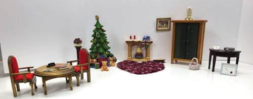 Vtg Town Square Miniature Family w Assorted Dollhouse Furniture and Accessories - Picture 3 of 18