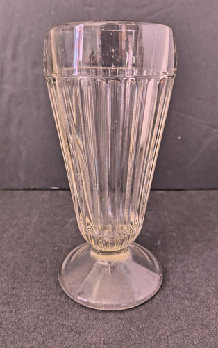 Vintage Jeanette Glass Clear Ribbed Soda Fountain/Ice Cream/Milk Shake/Glasse