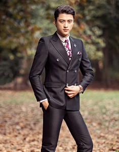 New Black Mens Slim Fit Wedding Suits Double Ted Groomsmen Image Is Loading New Black Mens Slim Fit Wedding Suits Double