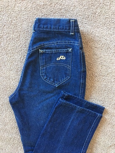Vintage 80”s CHIC High Rise Side Zip Dark Wash Cro