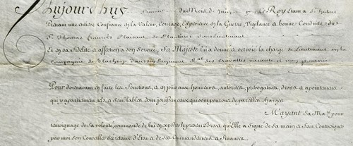 KING LOUIS XV SIGNED LIEUTENANT NOMINATION IN ROYAL REGIMENT OF CRAVATES 1772 - Picture 2 of 9