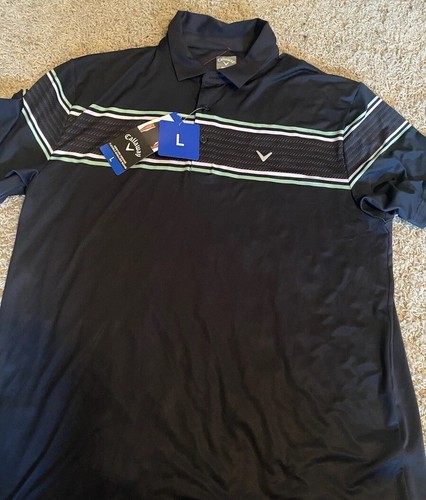 Callaway Herren Golf Poloshirt, Large - schwarz