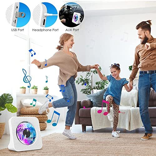 Portable CD Player with Bluetooth, Desktop CD Music Players for Home White - Picture 6 of 6