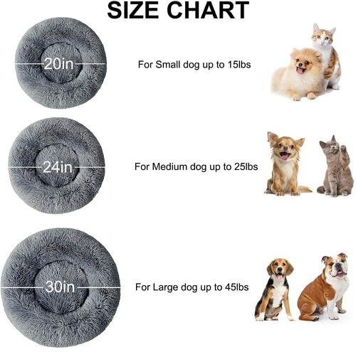 Waterproof Bottom Round Dog Pet Beds Calming Donut Cuddler Cozy Soft Cat Beds - Picture 6 of 6