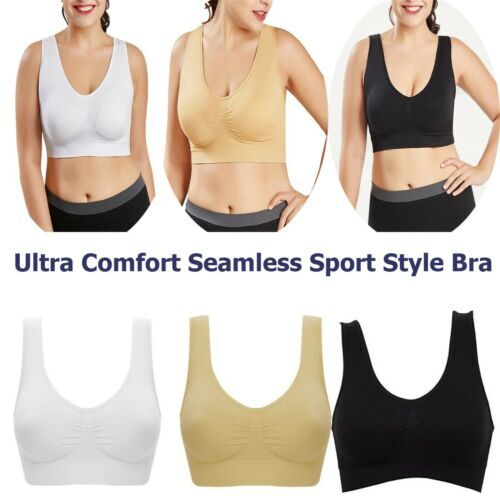 Womens Seamless Comfort Bra Comfy Shapewear Sports Stretch Crop Top Vest Support - Picture 3 of 15