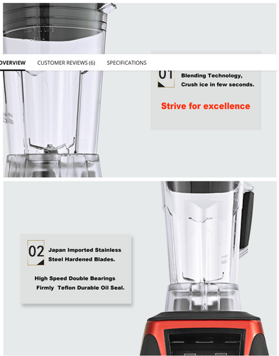 Super Heavy Blender Juicer Food Processor 3HP 45000RPM 2200W BPA free 2L - Picture 5 of 12